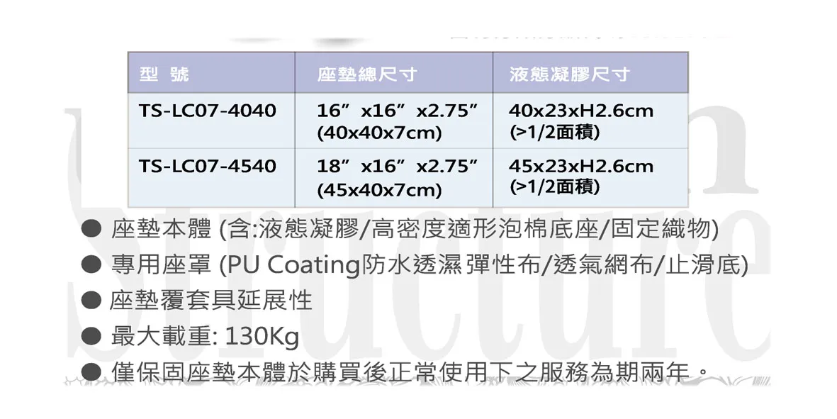 TS-LC07 液態凝膠座墊